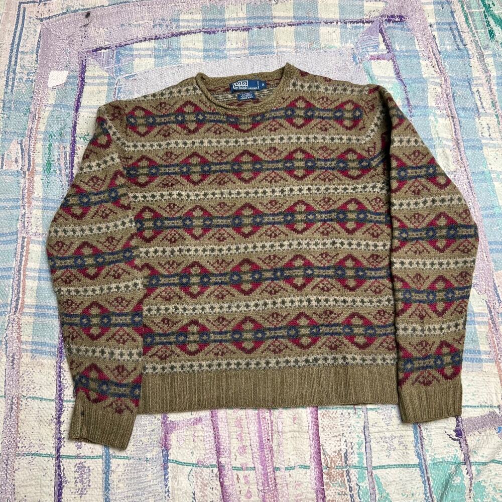 Vintage Polo Ralph Lauren Fair Isle Sweater Women’s Size Medium cashmere